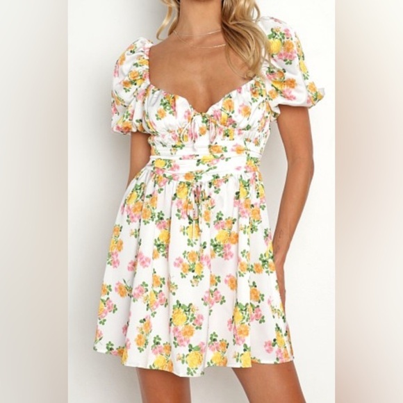 For Love Emma Mini Dress Floral Marigold Size XS - Picture 2 of 10